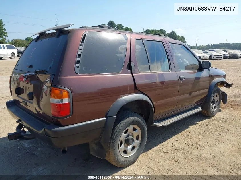 1997 Nissan Pathfinder Le/Xe VIN: JN8AR05S3VW184217 Lot: 40112357