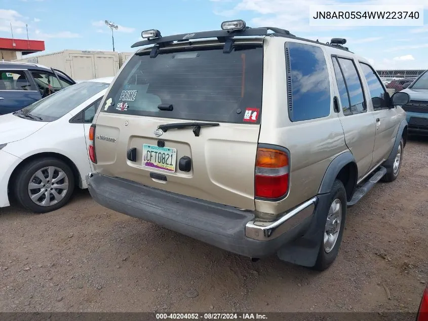 1998 Nissan Pathfinder Le/Xe VIN: JN8AR05S4WW223740 Lot: 40204052