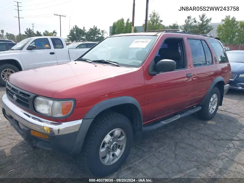 1998 Nissan Pathfinder Le/Xe VIN: JN8AR05S2WW243758 Lot: 40379035