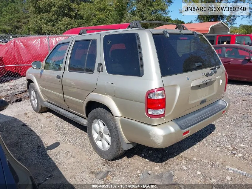 1999 Nissan Pathfinder Le/Se/Xe VIN: JN8AR07S3XW380240 Lot: 40595137