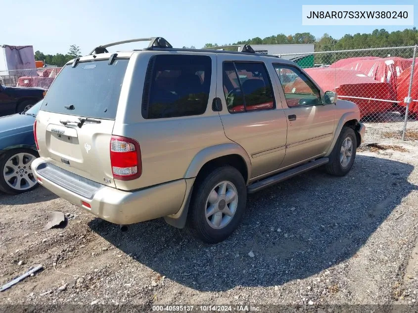 1999 Nissan Pathfinder Le/Se/Xe VIN: JN8AR07S3XW380240 Lot: 40595137