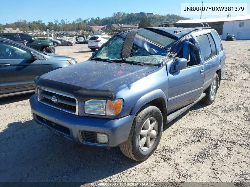 1999 Nissan Pathfinder Le/Se/Xe VIN: JN8AR07Y0XW381379 Lot: 40608738