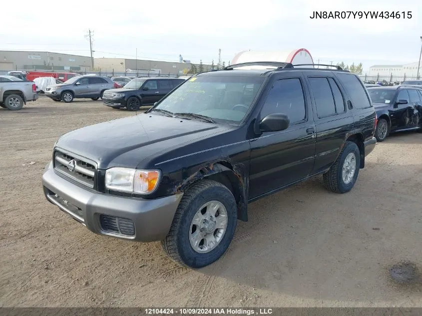 2000 Nissan Pathfinder VIN: JN8AR07Y9YW434615 Lot: 12104424