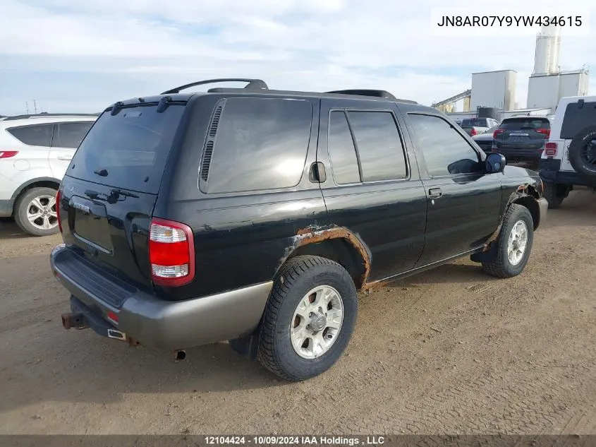 2000 Nissan Pathfinder VIN: JN8AR07Y9YW434615 Lot: 12104424