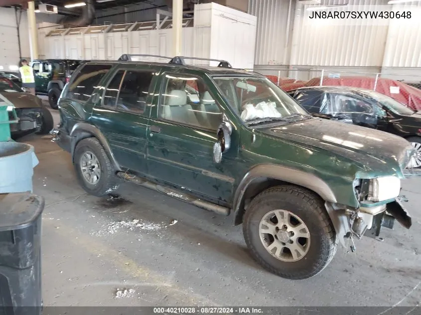 2000 Nissan Pathfinder Le/Se/Xe VIN: JN8AR07SXYW430648 Lot: 40210028