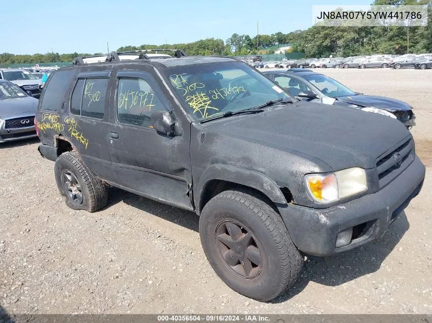 2000 Nissan Pathfinder Le/Se/Xe VIN: JN8AR07Y5YW441786 Lot: 40356504