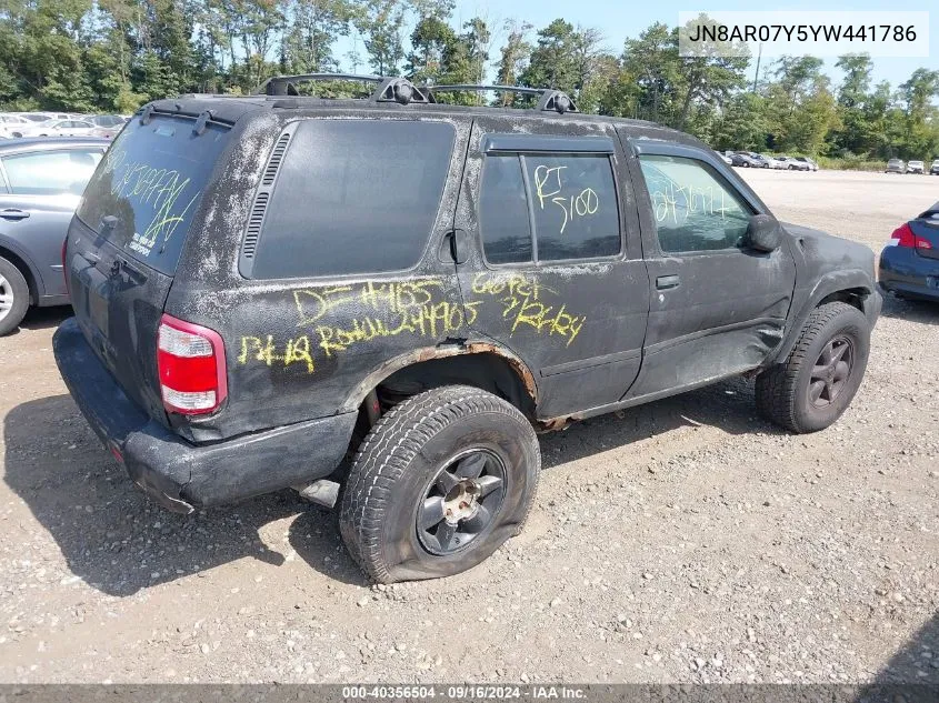 2000 Nissan Pathfinder Le/Se/Xe VIN: JN8AR07Y5YW441786 Lot: 40356504