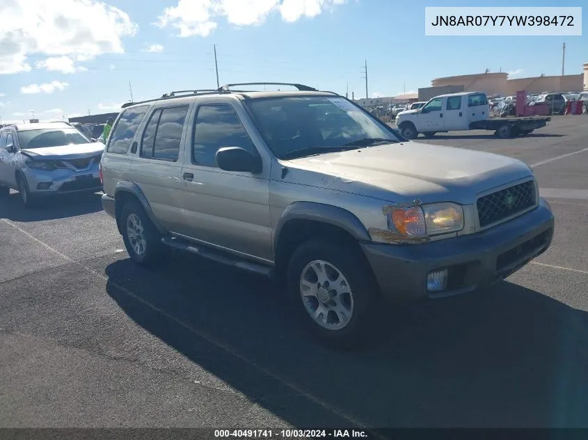 2000 Nissan Pathfinder Le/Se/Xe VIN: JN8AR07Y7YW398472 Lot: 40491741