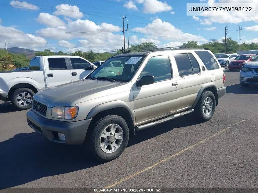 2000 Nissan Pathfinder Le/Se/Xe VIN: JN8AR07Y7YW398472 Lot: 40491741