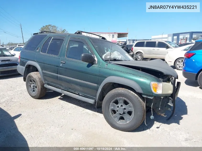 2000 Nissan Pathfinder Le/Se/Xe VIN: JN8AR07Y4YW435221 Lot: 40611097