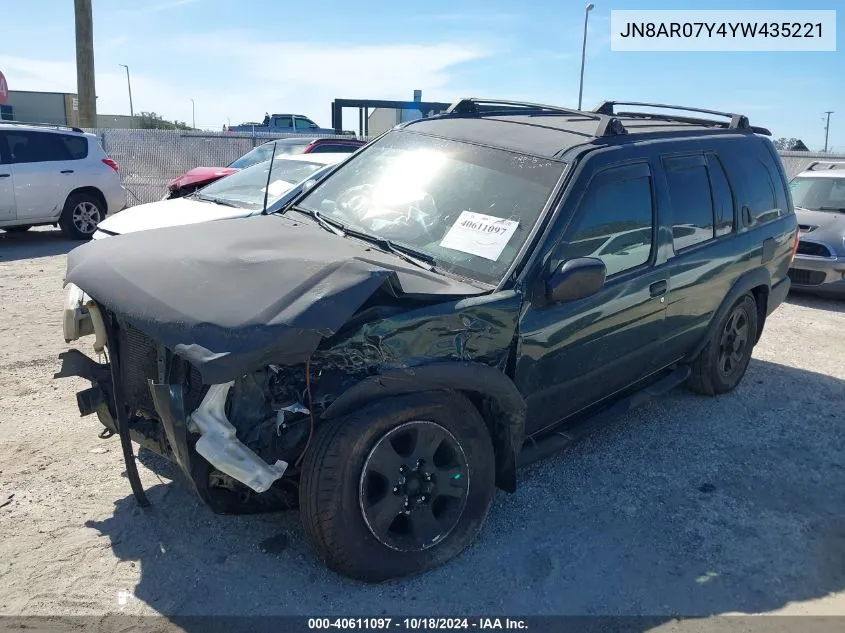 2000 Nissan Pathfinder Le/Se/Xe VIN: JN8AR07Y4YW435221 Lot: 40611097