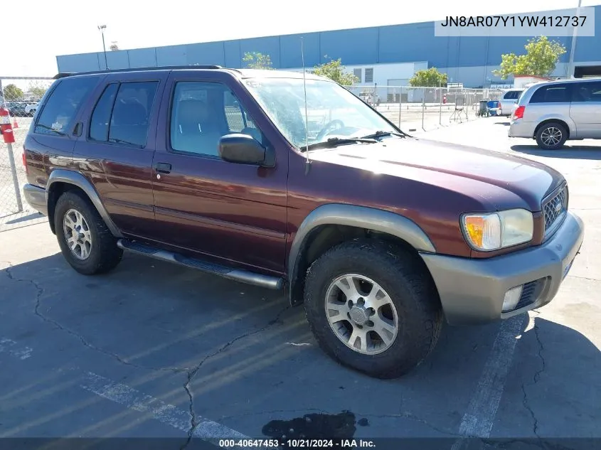 2000 Nissan Pathfinder Le/Se/Xe VIN: JN8AR07Y1YW412737 Lot: 40647453