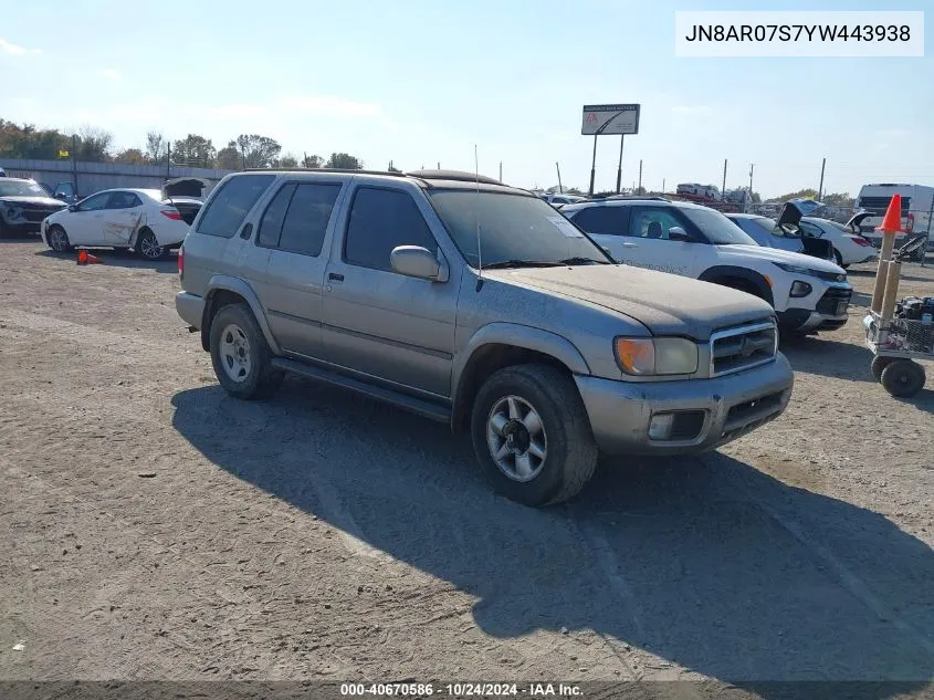 2000 Nissan Pathfinder Le/Se/Xe VIN: JN8AR07S7YW443938 Lot: 40670586