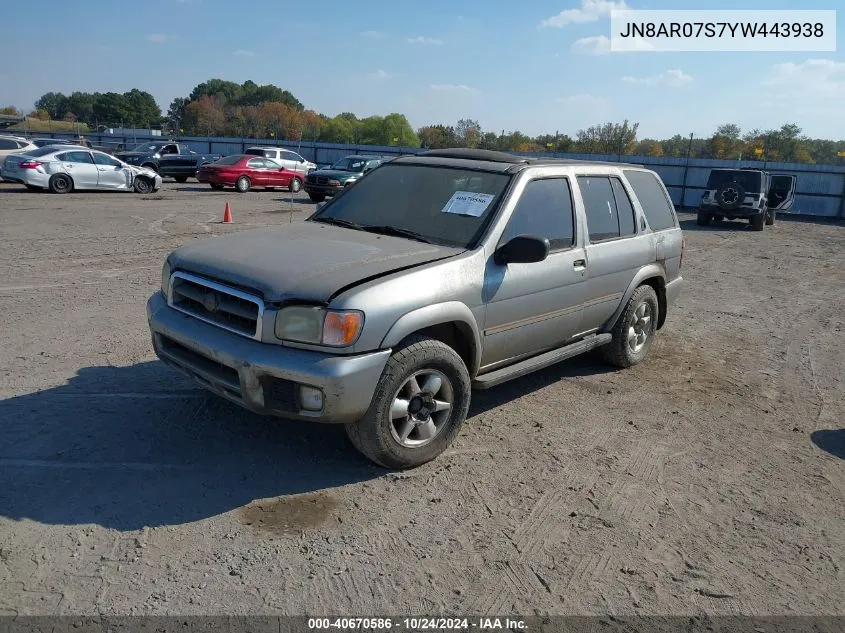 2000 Nissan Pathfinder Le/Se/Xe VIN: JN8AR07S7YW443938 Lot: 40670586