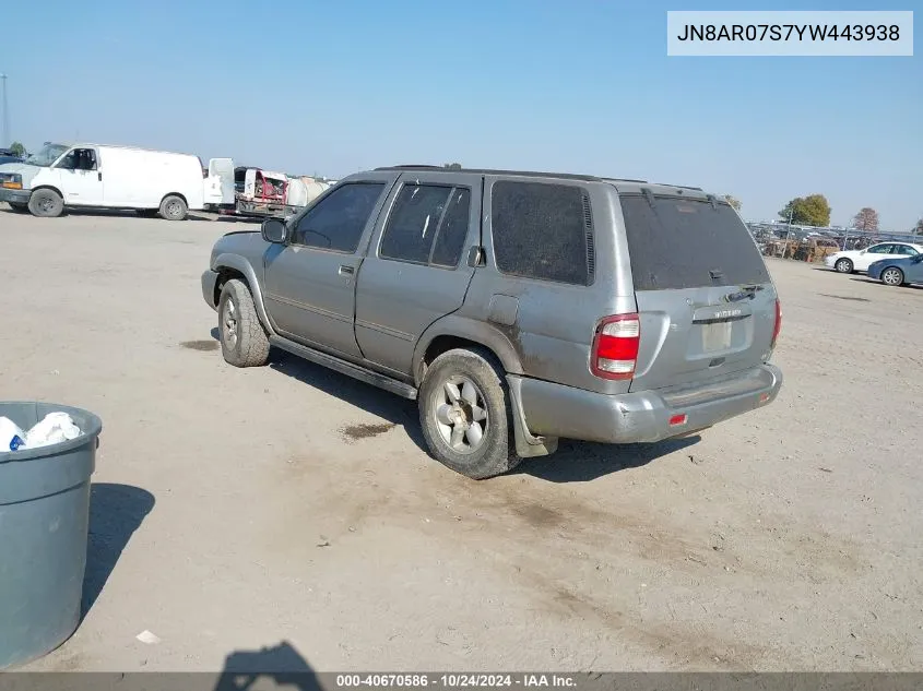 2000 Nissan Pathfinder Le/Se/Xe VIN: JN8AR07S7YW443938 Lot: 40670586