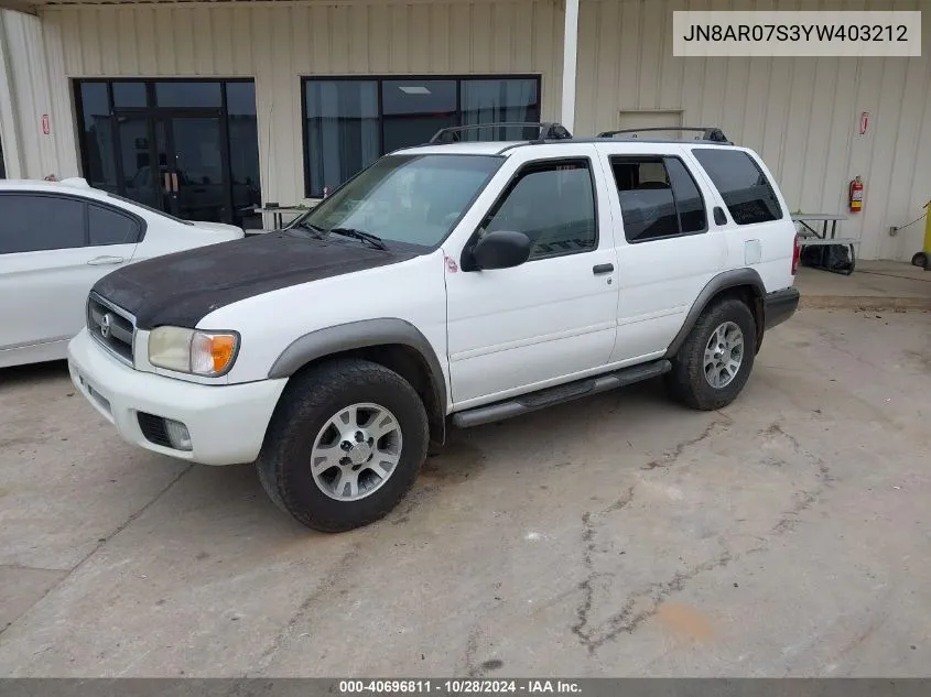 2000 Nissan Pathfinder Le/Se/Xe VIN: JN8AR07S3YW403212 Lot: 40696811