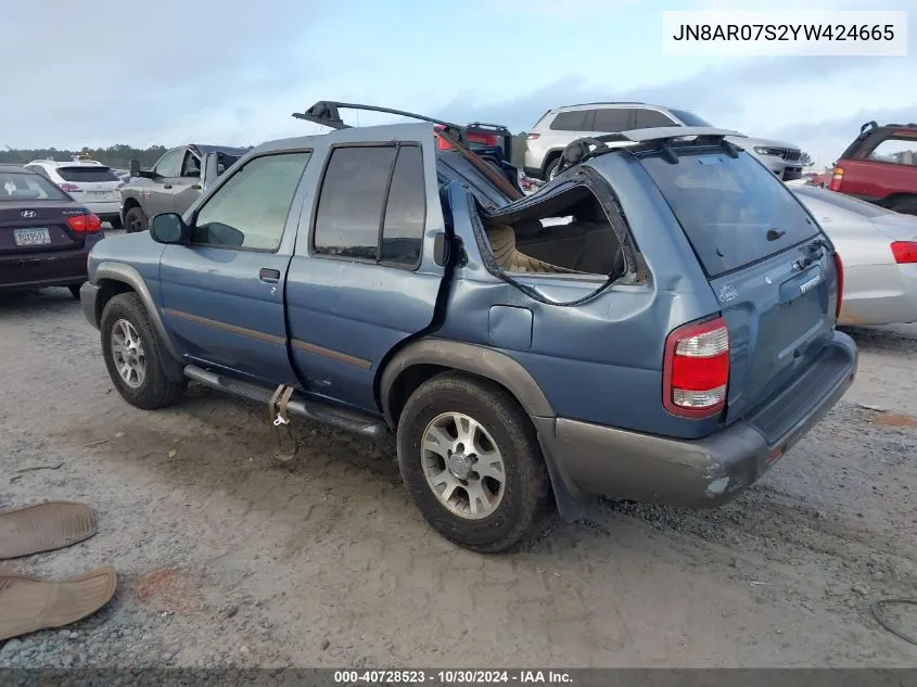 2000 Nissan Pathfinder Le/Se/Xe VIN: JN8AR07S2YW424665 Lot: 40728523