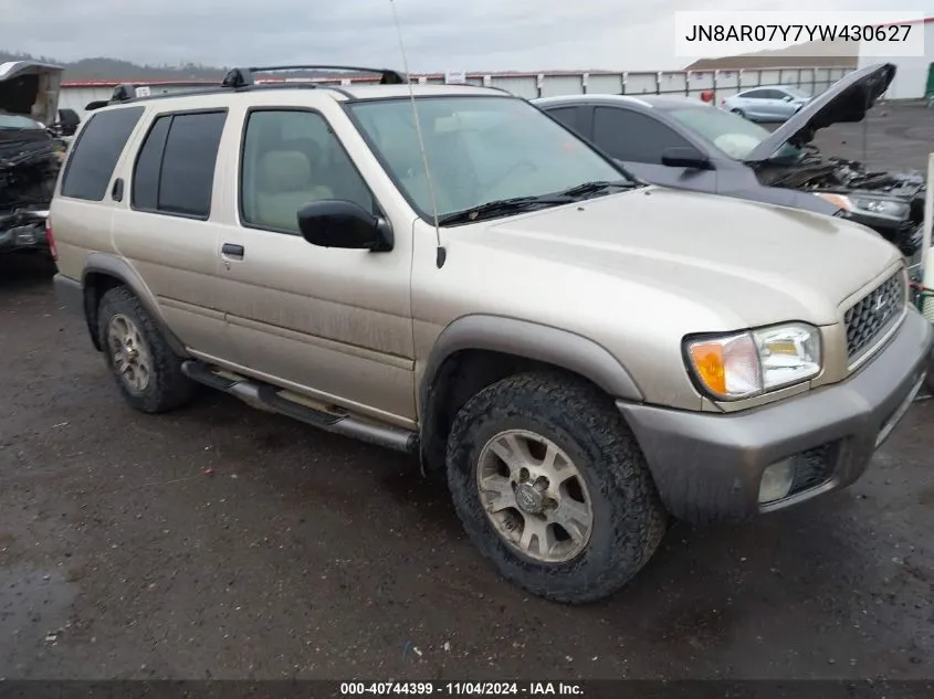 2000 Nissan Pathfinder Le/Se/Xe VIN: JN8AR07Y7YW430627 Lot: 40744399