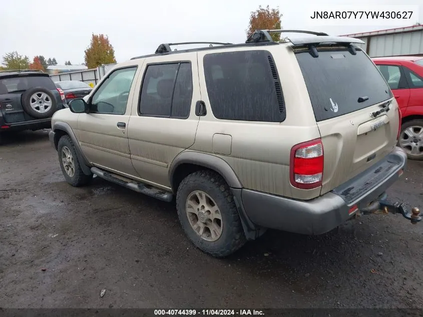 2000 Nissan Pathfinder Le/Se/Xe VIN: JN8AR07Y7YW430627 Lot: 40744399