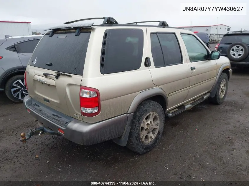 2000 Nissan Pathfinder Le/Se/Xe VIN: JN8AR07Y7YW430627 Lot: 40744399