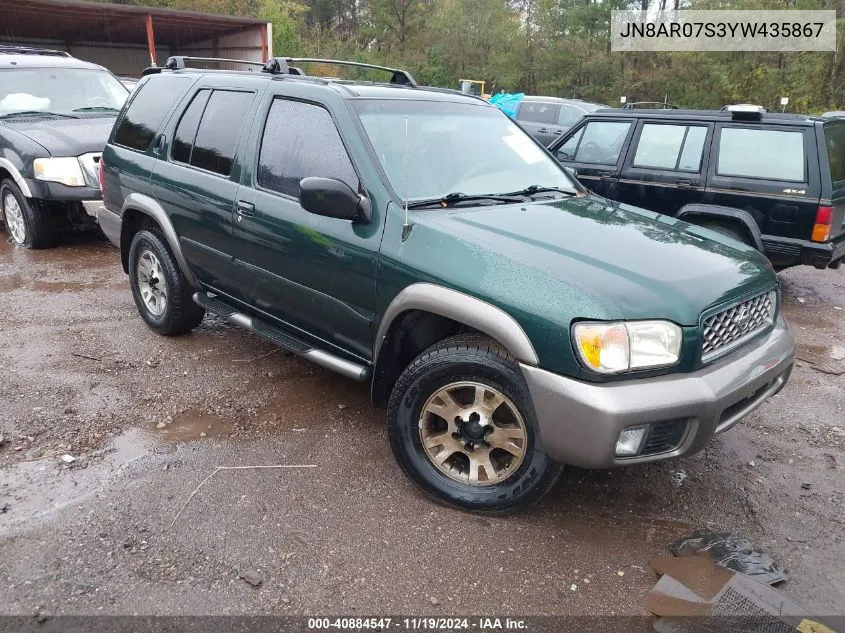 2000 Nissan Pathfinder Le/Se/Xe VIN: JN8AR07S3YW435867 Lot: 40884547