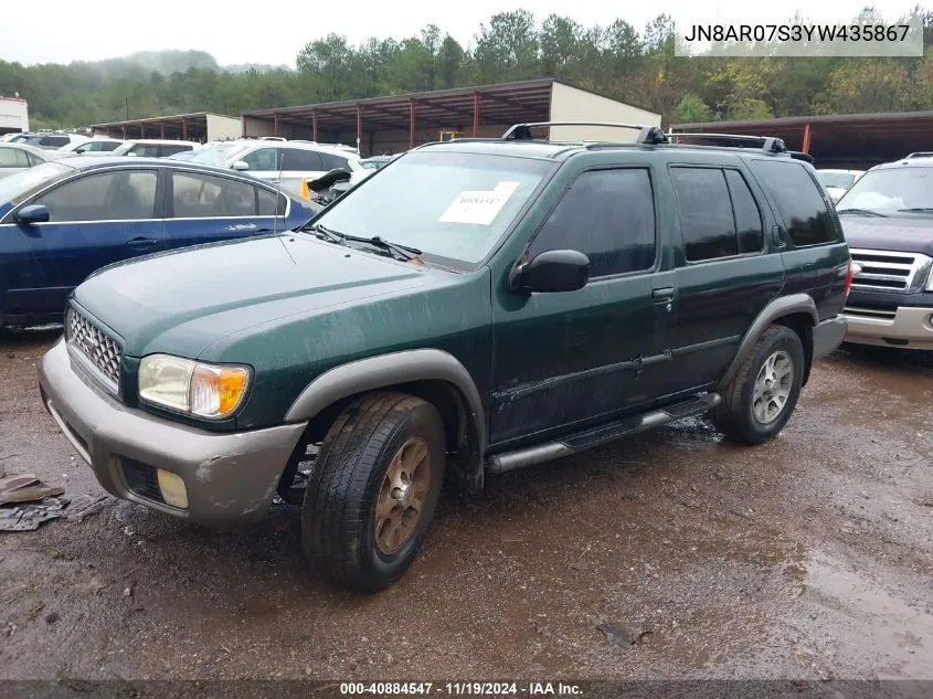 2000 Nissan Pathfinder Le/Se/Xe VIN: JN8AR07S3YW435867 Lot: 40884547