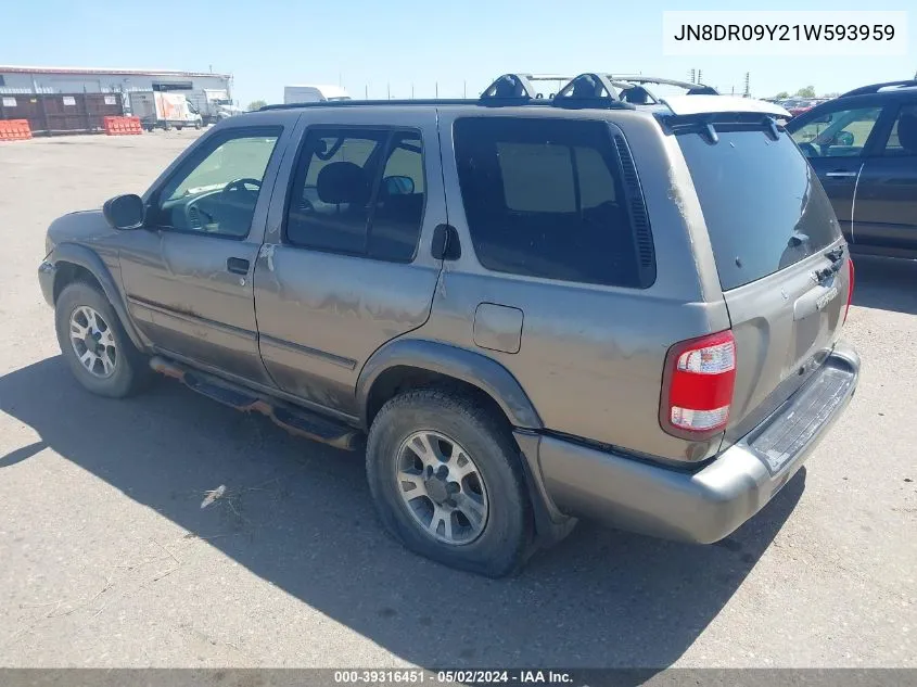 2001 Nissan Pathfinder Se VIN: JN8DR09Y21W593959 Lot: 39316451