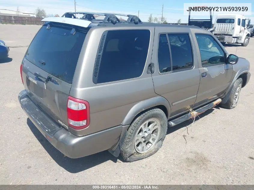 2001 Nissan Pathfinder Se VIN: JN8DR09Y21W593959 Lot: 39316451