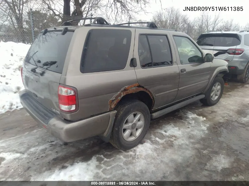 2001 Nissan Pathfinder Le/Se/Xe VIN: JN8DR09Y51W611385 Lot: 39712391