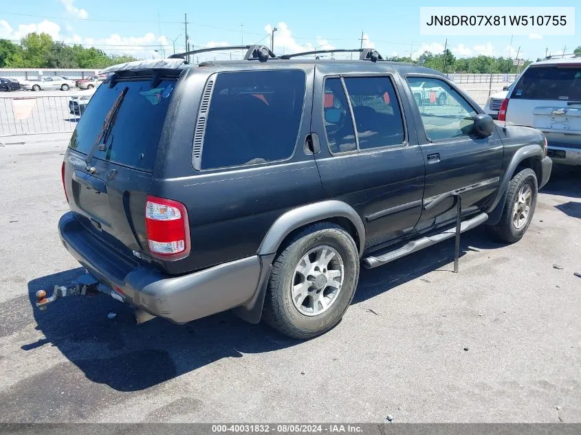 2001 Nissan Pathfinder Se VIN: JN8DR07X81W510755 Lot: 40031832