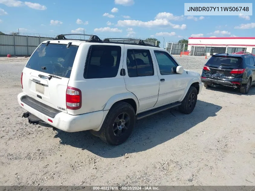 2001 Nissan Pathfinder Le VIN: JN8DR07Y11W506748 Lot: 40227616