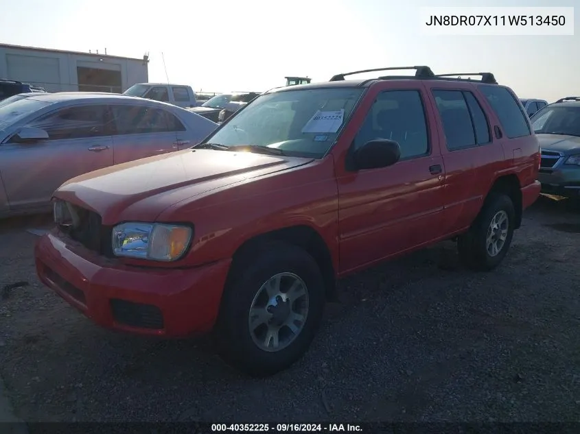 2001 Nissan Pathfinder Xe VIN: JN8DR07X11W513450 Lot: 40352225