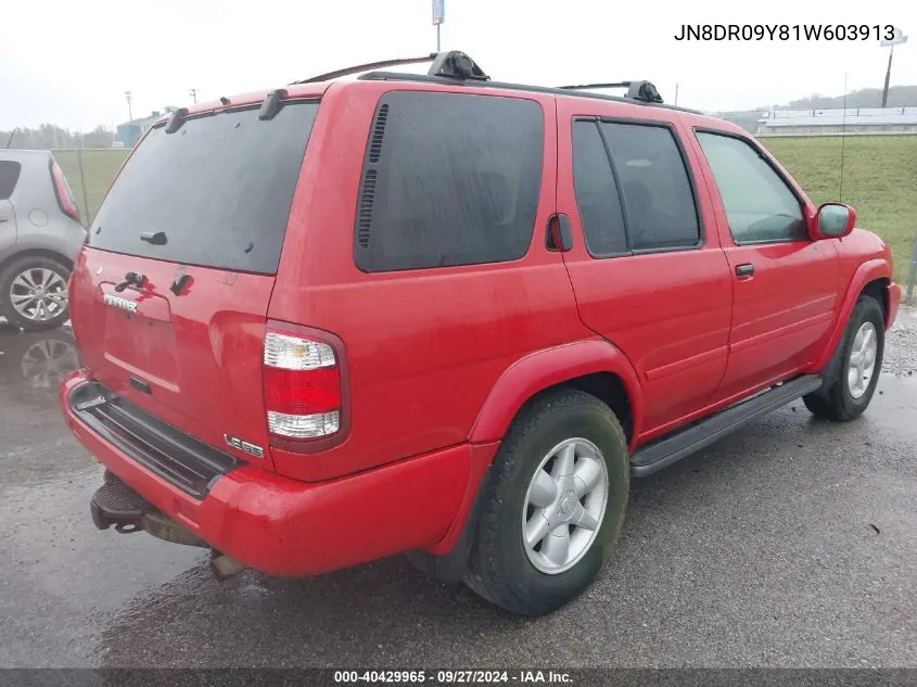 2001 Nissan Pathfinder Le VIN: JN8DR09Y81W603913 Lot: 40429965