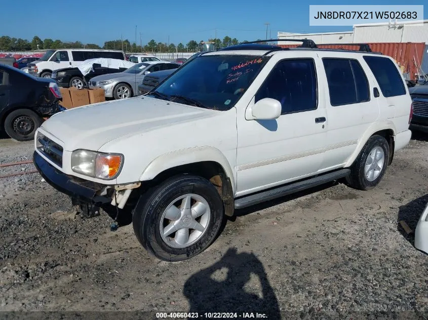 2001 Nissan Pathfinder Le VIN: JN8DR07X21W502683 Lot: 40660423