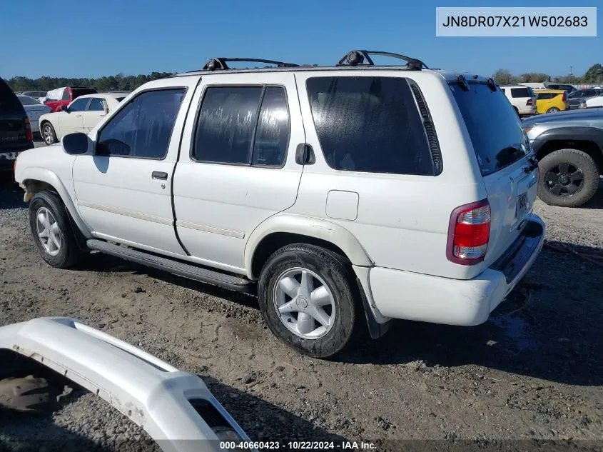 2001 Nissan Pathfinder Le VIN: JN8DR07X21W502683 Lot: 40660423