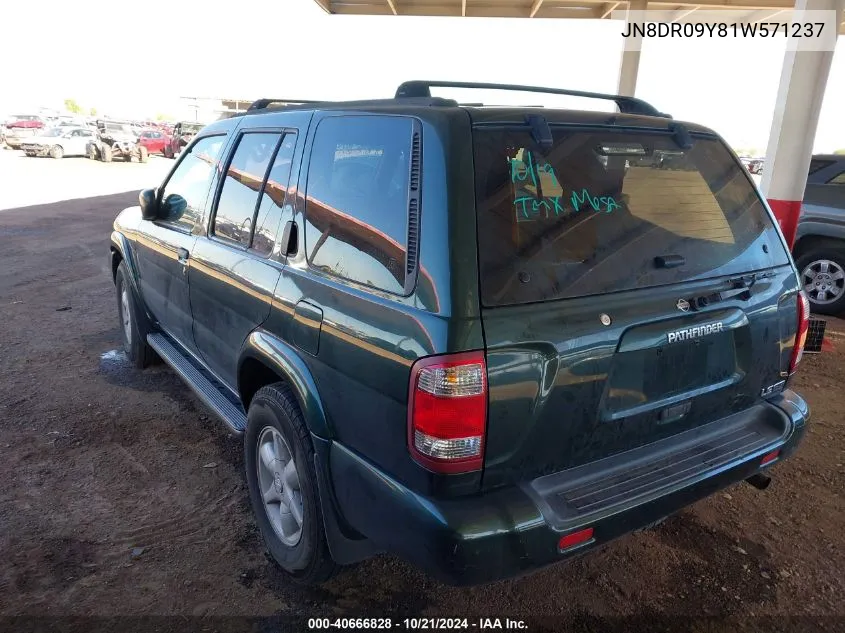 2001 Nissan Pathfinder Le VIN: JN8DR09Y81W571237 Lot: 40666828