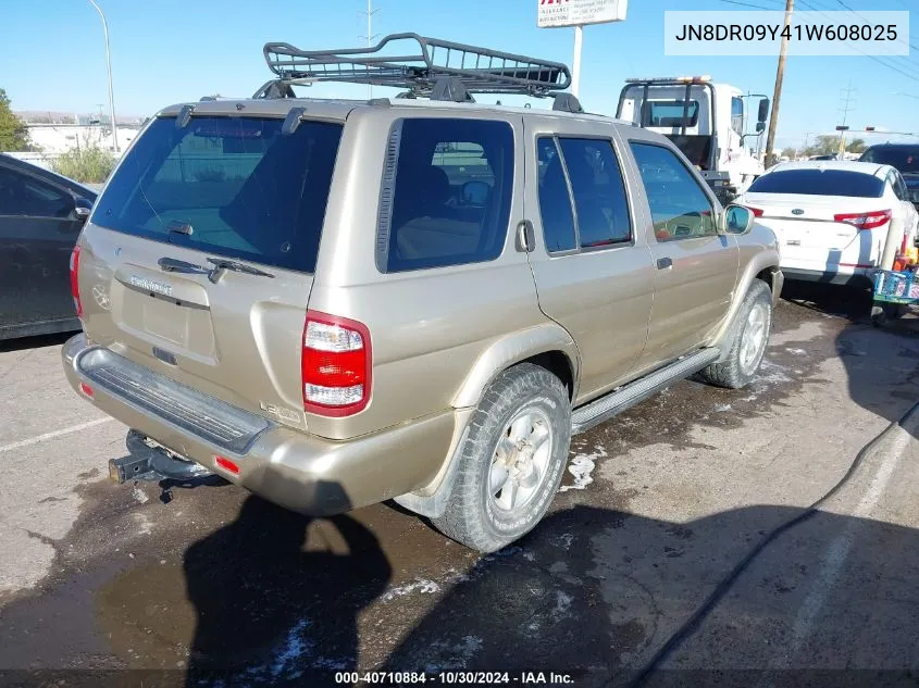 2001 Nissan Pathfinder Le VIN: JN8DR09Y41W608025 Lot: 40710884