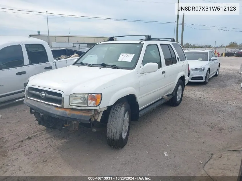 2001 Nissan Pathfinder Le VIN: JN8DR07X31W512123 Lot: 40713931