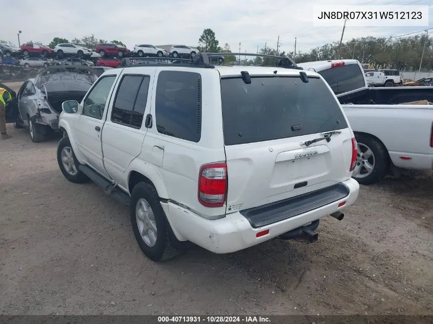 2001 Nissan Pathfinder Le VIN: JN8DR07X31W512123 Lot: 40713931