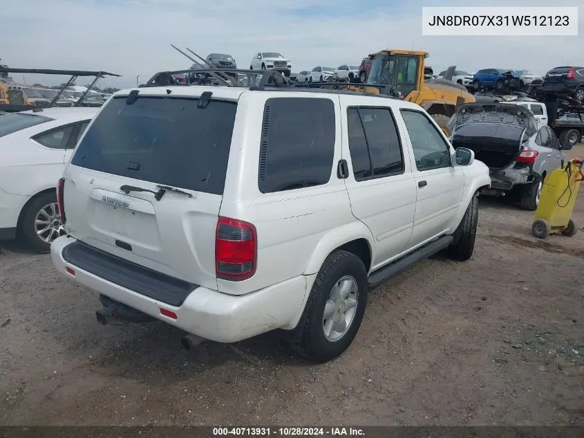 2001 Nissan Pathfinder Le VIN: JN8DR07X31W512123 Lot: 40713931