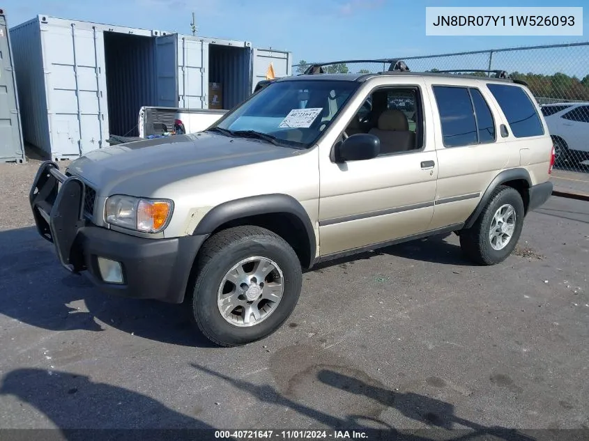 2001 Nissan Pathfinder Se VIN: JN8DR07Y11W526093 Lot: 40721647