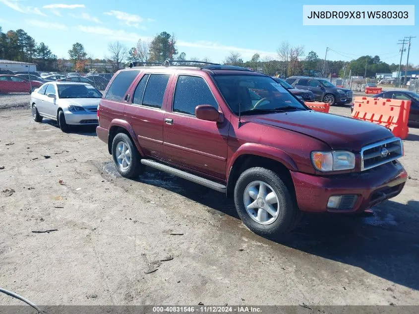 2001 Nissan Pathfinder Le VIN: JN8DR09X81W580303 Lot: 40831546