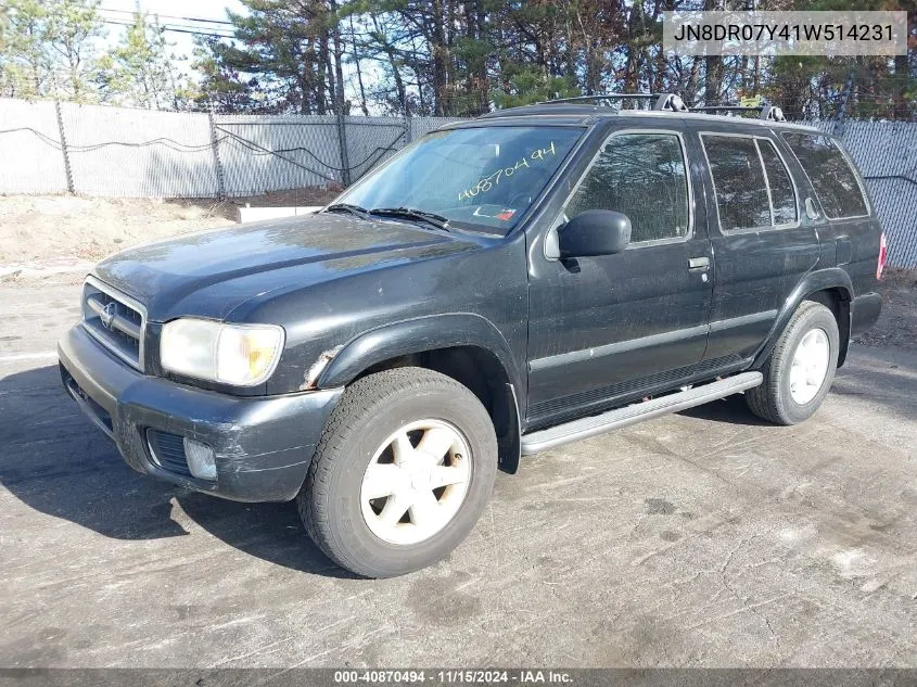 2001 Nissan Pathfinder Le/Se/Xe VIN: JN8DR07Y41W514231 Lot: 40870494