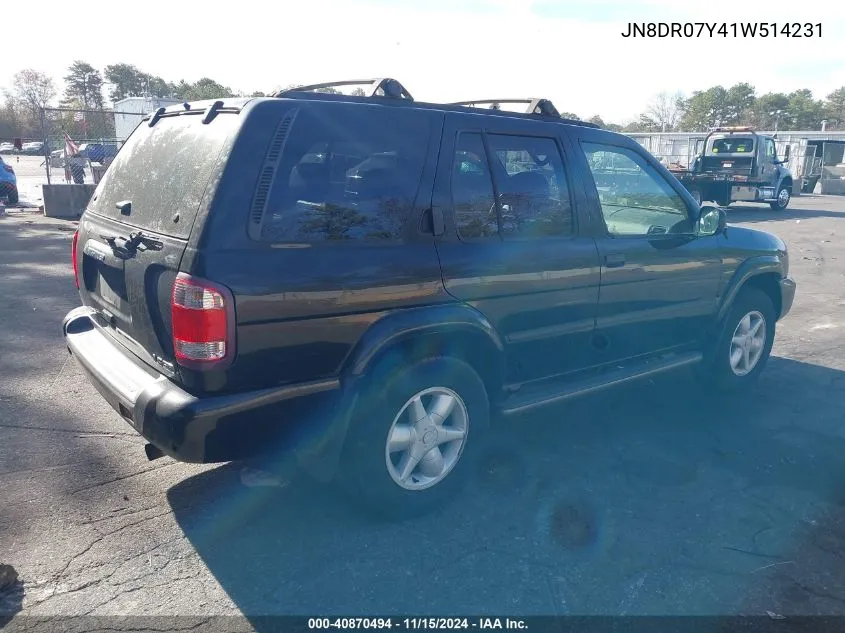 2001 Nissan Pathfinder Le/Se/Xe VIN: JN8DR07Y41W514231 Lot: 40870494