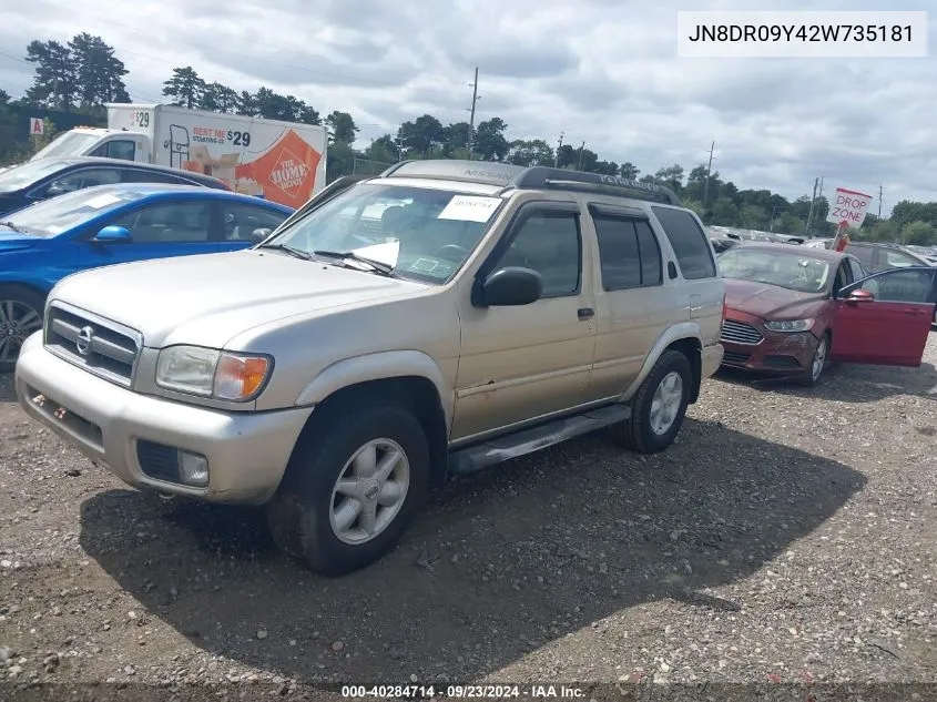 2002 Nissan Pathfinder Se VIN: JN8DR09Y42W735181 Lot: 40284714