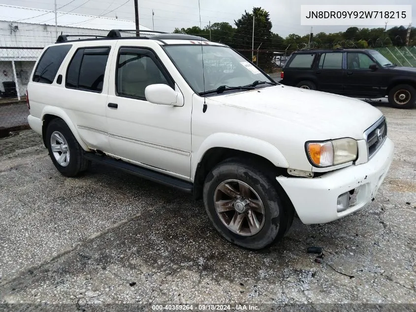 2002 Nissan Pathfinder Le VIN: JN8DR09Y92W718215 Lot: 40359264