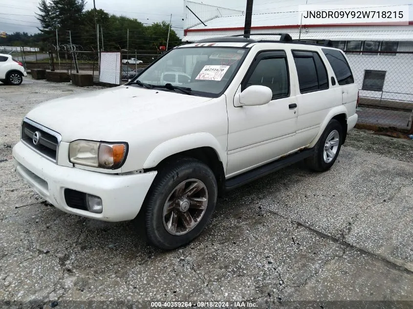 2002 Nissan Pathfinder Le VIN: JN8DR09Y92W718215 Lot: 40359264