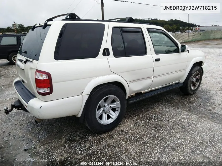 2002 Nissan Pathfinder Le VIN: JN8DR09Y92W718215 Lot: 40359264