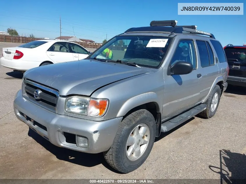 2002 Nissan Pathfinder Se VIN: JN8DR09Y42W740039 Lot: 40422570