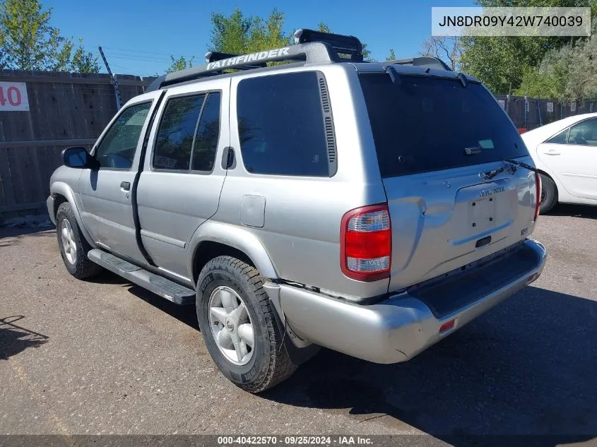 2002 Nissan Pathfinder Se VIN: JN8DR09Y42W740039 Lot: 40422570